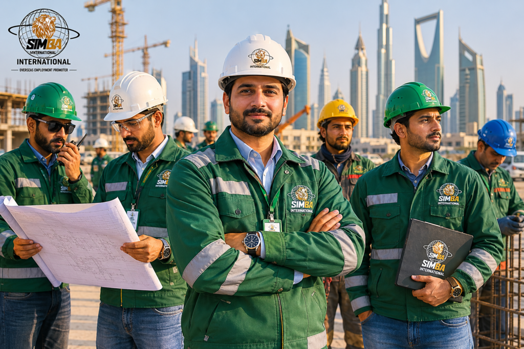 overseas employment Pakistan,engineers team safety helmets,construction workers Gulf,Pakistani manpower recruitment